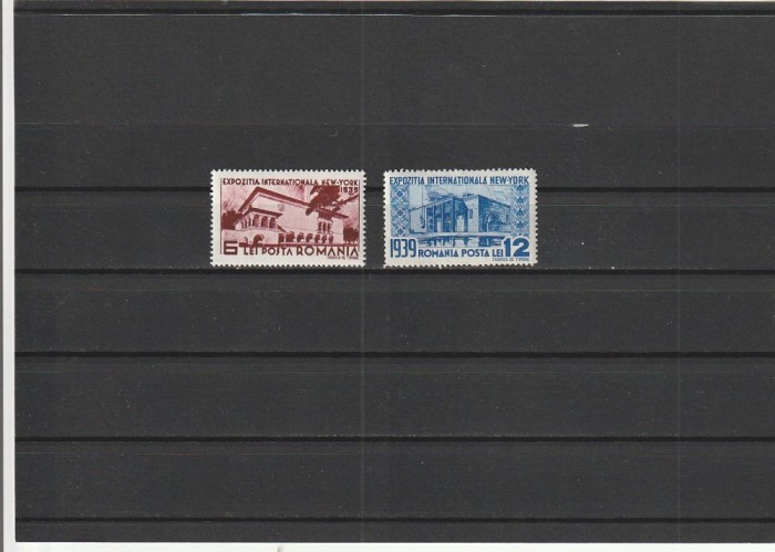 ROMANIA 1939 LP 129 EXPOZITIA NEW-YORK SERIE MNH NESTAMPILATA