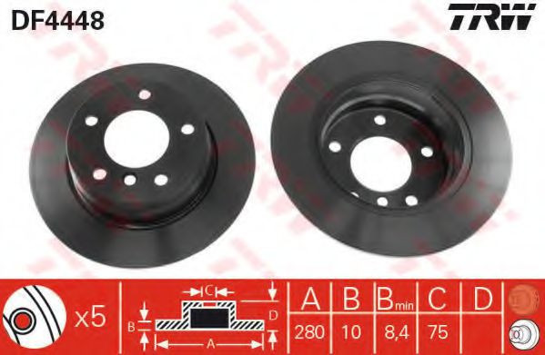 Disc frana BMW Seria 1 (E81) (2006 - 2012) TRW DF4448