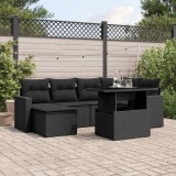 Cumpara ieftin Set canapele de grădină cu perne, 7 piese, negru, poliratan