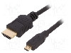 Cablu HDMI - HDMI, HDMI mufa, micro mufa HDMI, 1.5m, negru, QOLTEC - 50510 foto