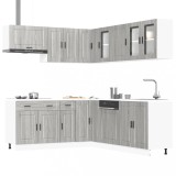 Cumpara ieftin Set de dulapuri de bucătărie 11 piese &bdquo;Porto&rdquo; lemn Sonoma gri