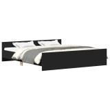 Cumpara ieftin Cadru pat metalic cu tablii de cap/picioare, negru, 200x200 cm