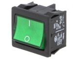 Comutator Rocker DPST Verde ON-OFF 6A/250V LED