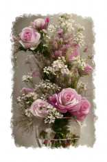 Sticker decorativ, Vaza cu flori, Crem, 85 cm, 9249ST foto