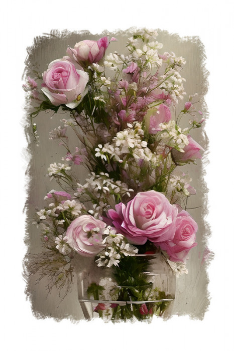 Sticker decorativ, Vaza cu flori, Crem, 85 cm, 9249ST
