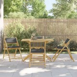 Gossi set de bistro pliabil, 5 piese, cu perne gri inchis, bambus