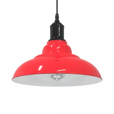 vidaXL Lampă suspendată reglabilă pe &amp;icirc;nălțime E27 roșu lucios metal 4103441 foto