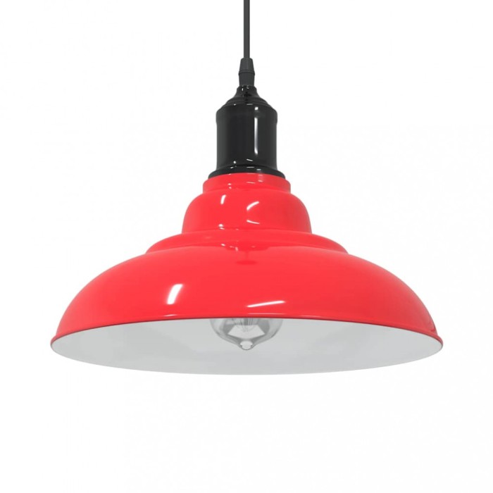vidaXL Lampă suspendată reglabilă pe &icirc;nălțime E27 roșu lucios metal 4103441