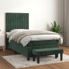 VidaXL Pat box spring cu saltea, verde &icirc;nchis, 90x190 cm, catifea