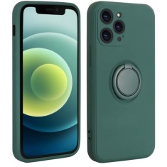 Husa protectie Flippy compatibila cu Apple iPhone XR Liquid Silicone Ring cu suport rotativ Verde foto
