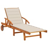 vidaXL Șezlong de grădină cu pernă, lemn masiv de acacia 3061605