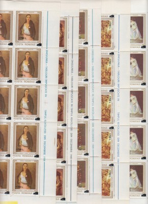 ROMANIA 2000 LP 1511 TABLOURI IMPUSCATE SUPRATIPAR SET COLI DE 25 TIMBRE MNH foto