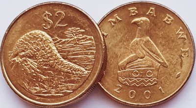 1613 Zimbabwe 2 Dollars 2001 km 12 UNC foto