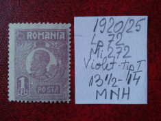 1920- Romania- Ferd. b. mic Mi272-violet -MNH foto