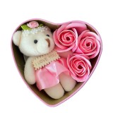 Cumpara ieftin Cutie in forma de inima cu ursulet si trandafir roz, Valentine s Day, 12 cm, Dactylion