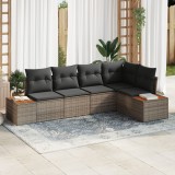 Set de Canapea de Grădină vidaXL cu Pernuțe Gri din Ratan Poli Acacia, Canapea de Grădină vidaXL cu Spațiu de Păstrare &amp; Pernuțe Gri din Ratan Poli