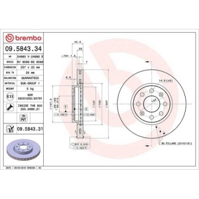 Set disc frana Fiat Grande Punto (199) 06.05-, Grande Punto Van (199) 10.05-06.13, Punto (199) 01.12-, Punto Evo (199) 07.08- ; Opel Adam (M13) 10.12 foto