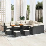 vidaXL Set de canapele pentru grădină 13 pcs Negru poliratan