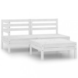 VidaXL Set mobilier de grădină, 3 piese, alb, lemn masiv de pin