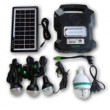 Panou solar fotovoltaic, 4 becuri, incarcare telefon, bluetooth, radio, mp3
