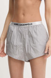 Karl Lagerfeld pantaloni scurti femei, culoarea gri, neted, high waist