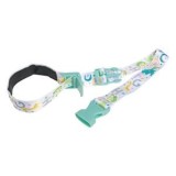 Curea pentru biberon și pahare, textilă, ajustabilă, albă, cu imprimeu cu animale și litere, CMCLASS
