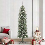 vidaXL Copac Artificial Slăb de Crăciun cu 300 LED Verde și alb 240 cm 3395319