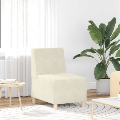 vidaXL Canapea Scaun fără brațe Crem 55 cm Catifea foto