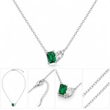 Cumpara ieftin Colier din argint 925 placat cu rodiu cu zirconiu verde si lacrima