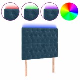 Cumpara ieftin Tablie de pat cu LED, albastru inchis, 100x7x118/128cm, catifea