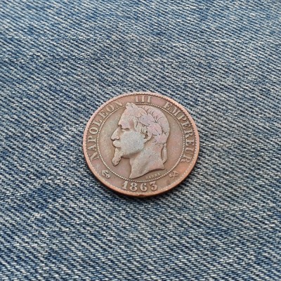 5 Centimes 1863 K Franta foto