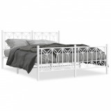 Cadru de pat metalic cu tablie, alb, 160x200 cm GartenMobel Dekor, vidaXL