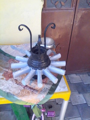 Butuc cu Spite Roata de Caruta Veche Lustra decor cabane pensiuni foto