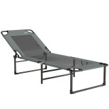 Outsunny Șezlong de Exterior Reglabil 4 Poziții, Scaun Pliabil cu M&acirc;ner, Gri. | Aosom Romania