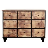 Comoda 9 Sertare Textile / 110x30x73cm - Vintage/negru