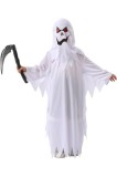 Costum de Halloween pentru copii cu fantomă albă dulce sau acră cu coasă (Alb, 4&ndash;6 ani)