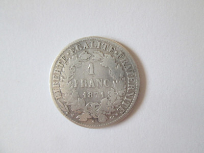 Franța 1 Franc 1871 argint foto