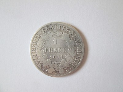 Franța 1 Franc 1871 argint foto