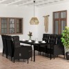 Gossi set de masa pentru gradina, 7 piese, cu perne, negru