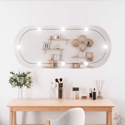 vidaXL Oglindă de perete cu lumini LED 45x100 cm oval sticlă 3189164 foto