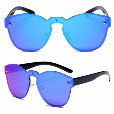 Ochelari de Soare, Zamo, Buzios Azul, Protectie UV400, Model Cateye, Rame Negre, Lentile Albastre foto
