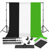 Kit suport fundal studio 2x2m si fundal verde, negru, alb 2,4 x 2 m, Andoer
