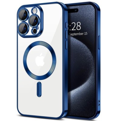 Husa pentru iPhone 15 Pro Max - Techsuit Luxury Crystal MagSafe - Deep Blue foto