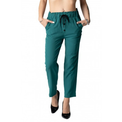 Pantaloni Dama Savannah Cu Elastic In Talie, Verde Inchis foto