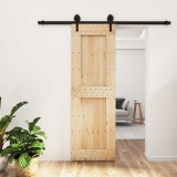 Cumpara ieftin Usa glisanta Natural si Negru 70 x 210 cm Lemn de Pin Solid