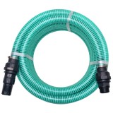 Cumpara ieftin Furtun de aspirare cu racorduri, verde, 22 mm, 4 m