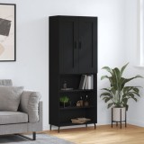 Dulap &icirc;nalt, negru, 69,5x34x180 cm, lemn compozit