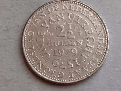 M3 C50 - Moneda foarte veche - Olanda ante euro - 2 1/2 gulden omagiala - 1979 foto