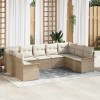 VidaXL Set de canapele pentru grădină cu pernă 9 pcs Bej Rattan poli 3345521
