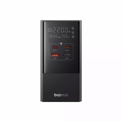 INCARCATOR RETEA Baseus PowerCombo Tower Digital Powerstrip, Quick Charge 35W, 3 x AC, 2 x USB Type-C Output 5V/3A, 2 x USB, lungime cablu 1.5m, negru foto